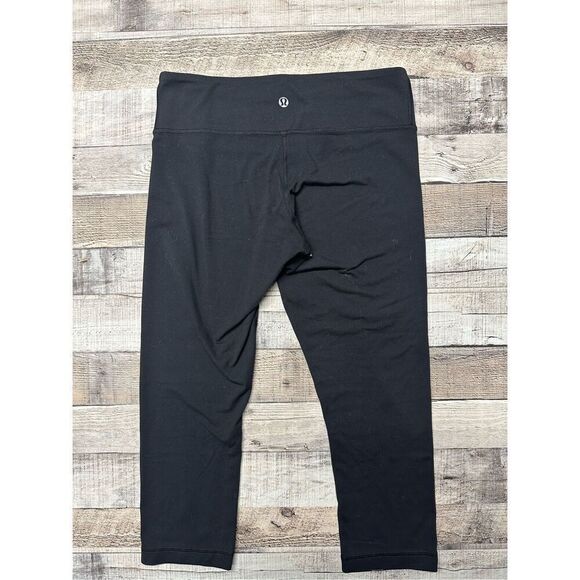 Size 6 Lululemon Give Me Qi Workout Activewear Gym Yoga Crop Leggings Black - Picture 1 of 7